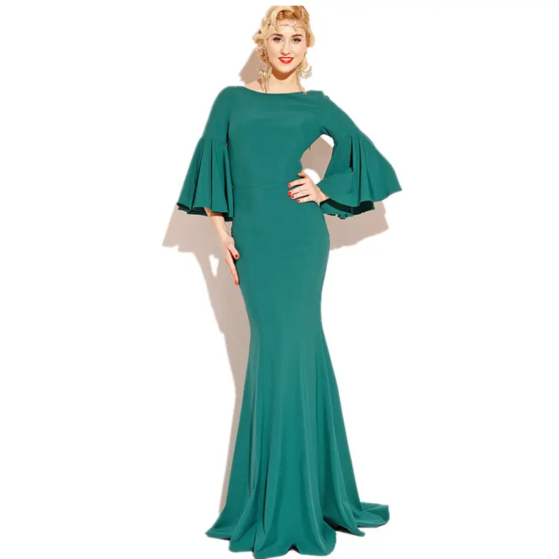 emerald green fishtail dress