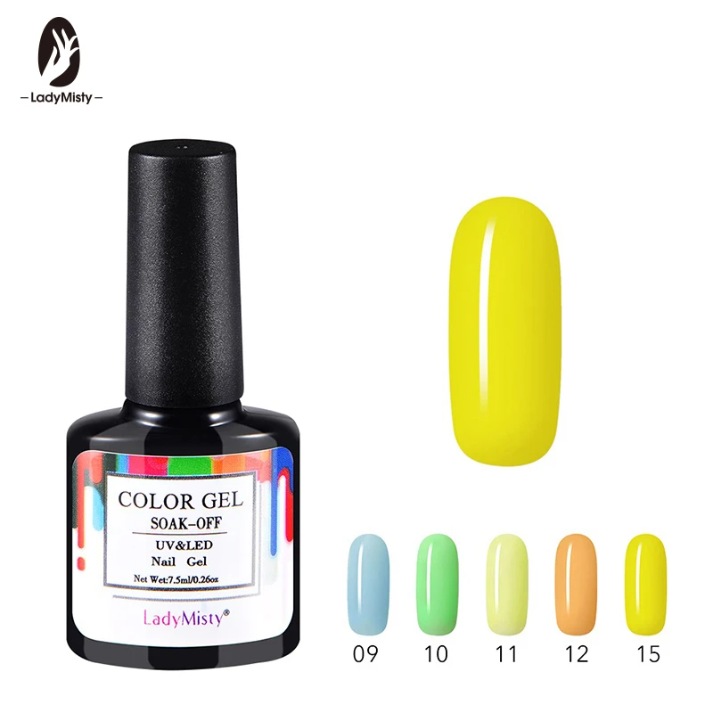 

Ladymisty 24 Colorful 01-24 UV LED Soak-off Gel Nail Polish Nail Art Nail Gel Polish Semi Permanent Gel Varnishes Gel Lak 7.5ML