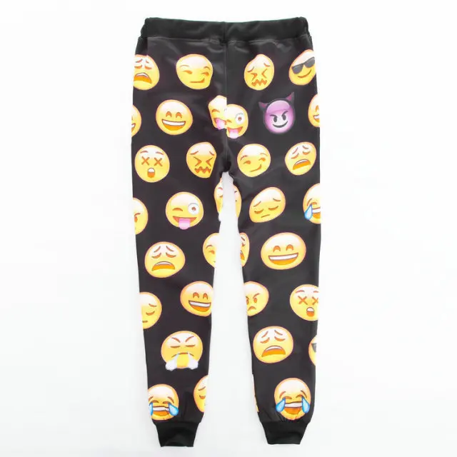 2015 New 100 Score Emoji Jogger Pants White Blue Figure Women/Men/Girl
