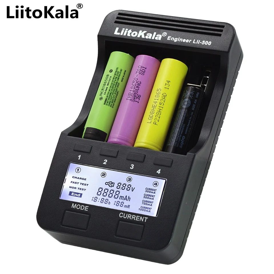 

LiitoKala Lii-500 402 PD4 cargador de 18650 pantalla LCD bateria de prueba 18650 18350 26650 10440 14500 18500 AA AAA de bateria