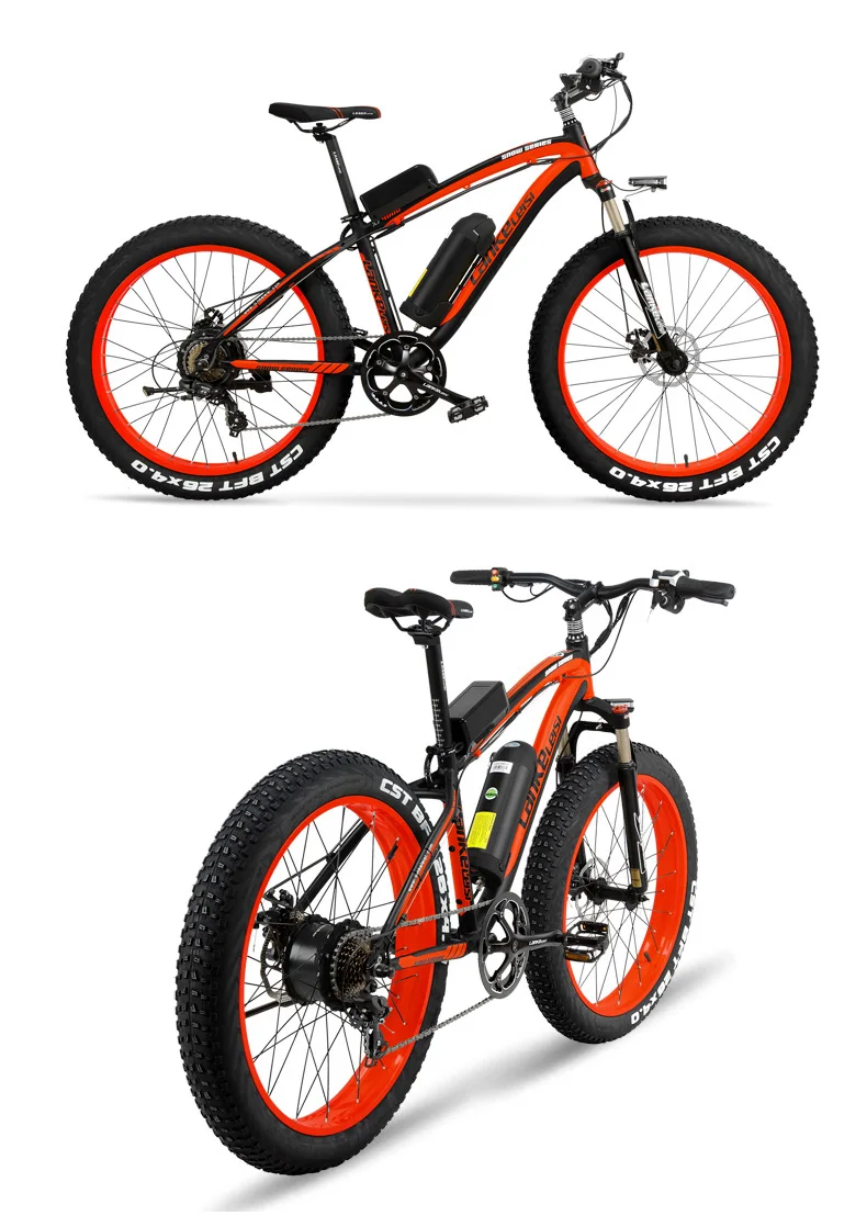 Discount 26 inch Electric Mountain Bike Mens Cruiser Cycling Snow Bike 4.0 Fat Tire Snow Bkie 1000W Strong Power 48V Lithium-Ion Battery 13