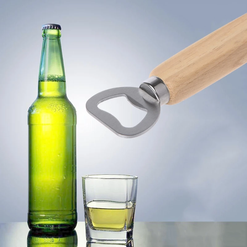 Wood Handle Handheld Bartender Bottle Opener For Opening Beer Cider