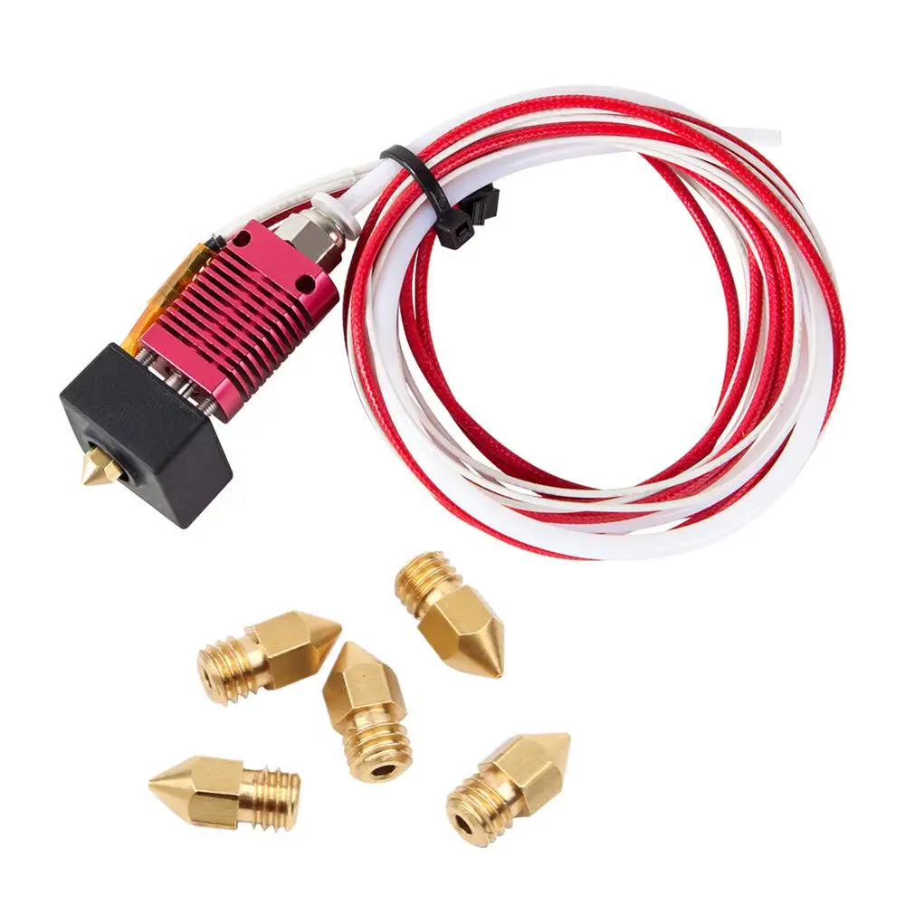

24V Extruder Assembled MK8 Hot End Kit +5pcs 0.4MM nozzles for creatity Ender 3/ Ender 3 Pro Aluminum Heating Block parts