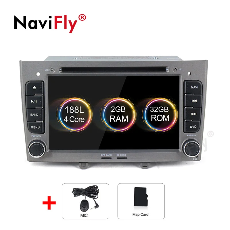 Navifly 4G wifi Android9.1 RDS 32G rom 2G ram автомобильный мультимедийный плеер для peugeot 408 peugeot 308 308SW Автомобильный DVR Камера просмотра OBD2 - Цвет: standard