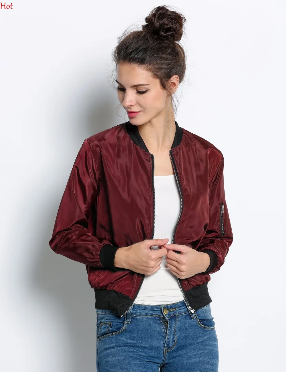 Army Green Fashion Zipper Bomber Jacket Army Green Fashion Zipper Bomber Jacket