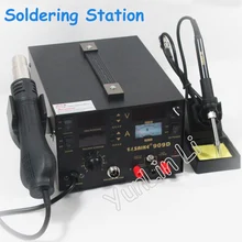 220 В/110 В фена паяльная станция 3 в 1 паяльник+ фена+ блок питания 909D