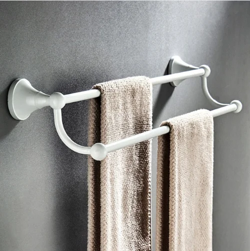 Белый аксессуары для ванной комнаты латунный набор держатель для туалетной щетки двойной держатель для чашки двойной держатель для полотенец - Цвет: double towel bar