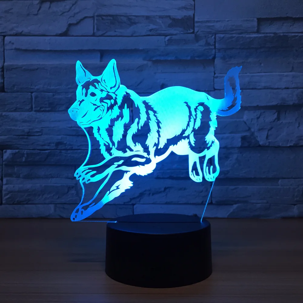 Lovely Dog 3D Night Light 7 Color Change 3D Lamp LED Remote Touch USB