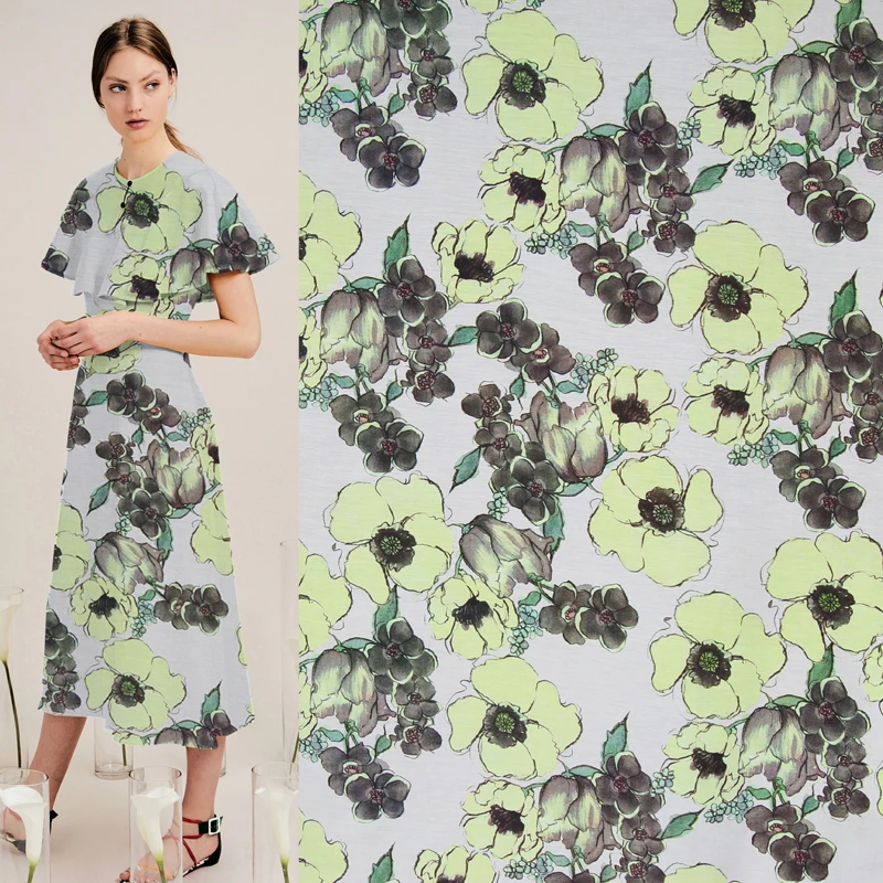 

Cartoon floral design silk cotton fabric flower print silk blended fabric,SCT462
