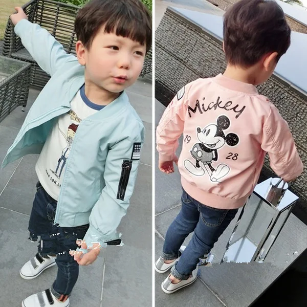 Детская куртка для мальчиков с принтом Микки Мауса, осеннее пальто с длинными рукавами модная детская верхняя одежда, куртка осень-весна, от 1 до 6 лет