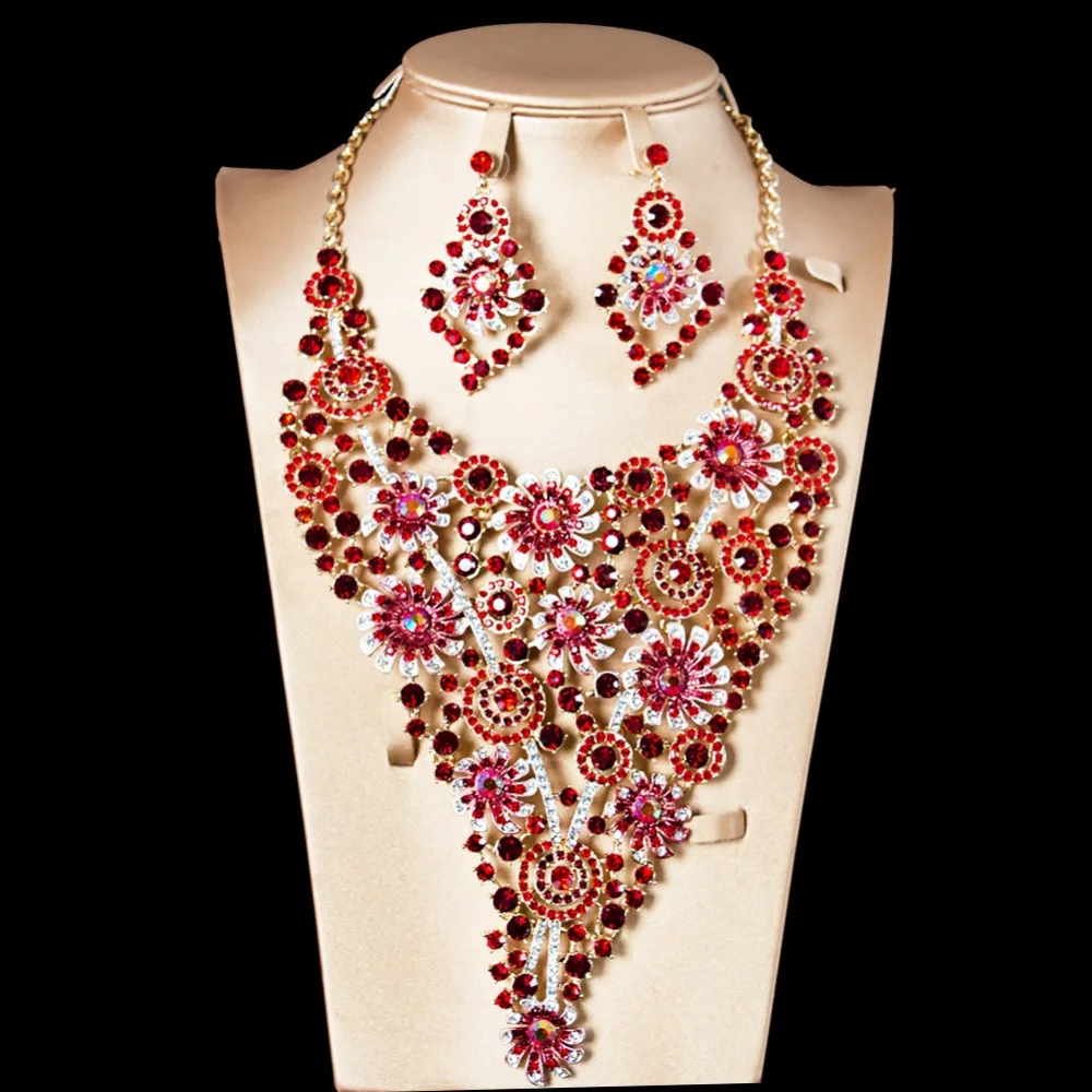 

XT QU Wholesale party jewelry set african bead wedding necklace and earring for bridal wedding jewelry free shipping