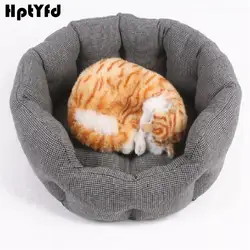 Супер мягкий домашних животных собачья Лежанка всесезонные кошачий лежак корзина-Конура хлопок линейный материал кровать для щенка Cat