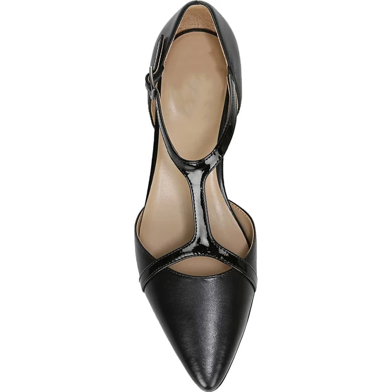 Черные женские летние туфли на плоской подошве с Т-образным ремешком, с острым носком, с пряжкой и ремешком, большие размеры 11, 16 модные туфли для зрелых женщин