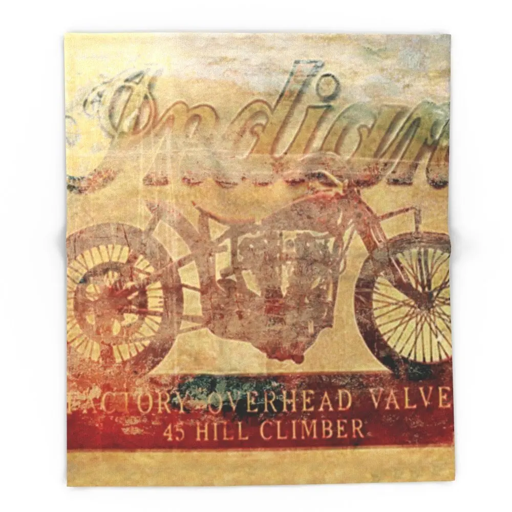 Indian - Vintage Motorcycle 68&quot x 80&quot Blanket Throw on Sofa Bed Plane Plaids Solid Bedspreads Home Textile | Дом и сад