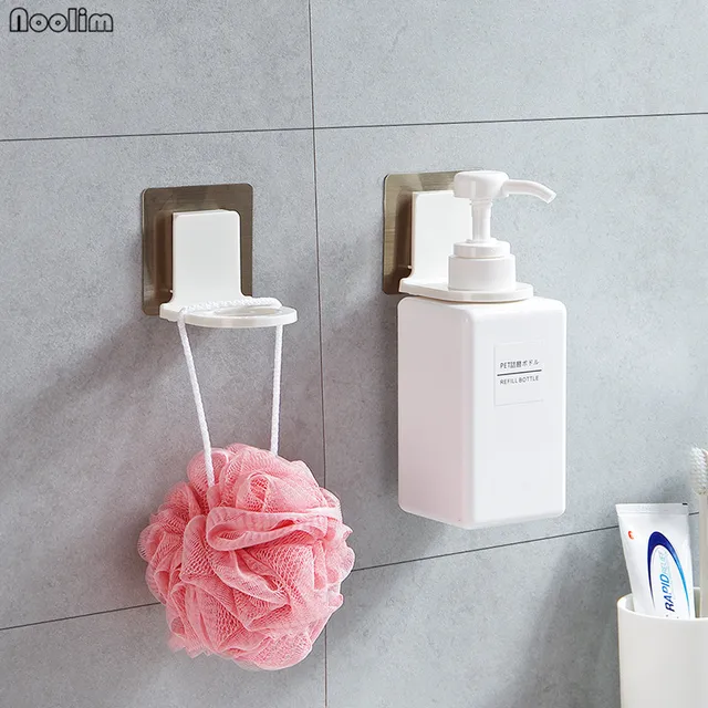 Noolim 2pc Rustproof Bathroom Wall Mounted Magic Sticky Shampoo Noolim 2pc Rustproof Bathroom Wall Mounted Magic Sticky Shampoo Organizer Hook Repeat Use Shower Hand Soap