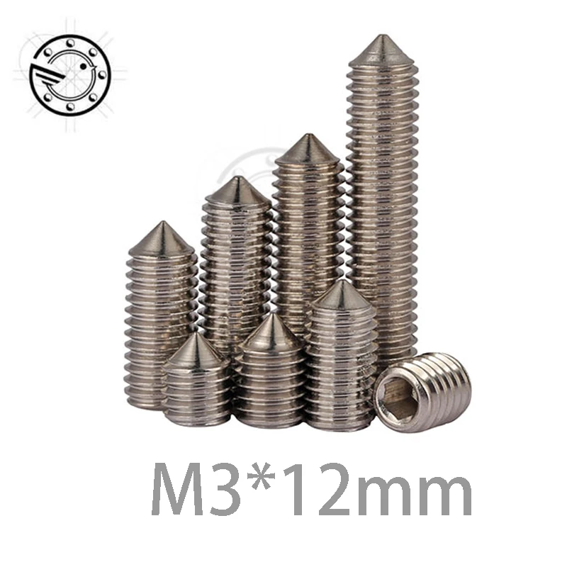 100Pcs M3 Stainless Steel Allen Head Hex Socket Set Screws Grub Screw