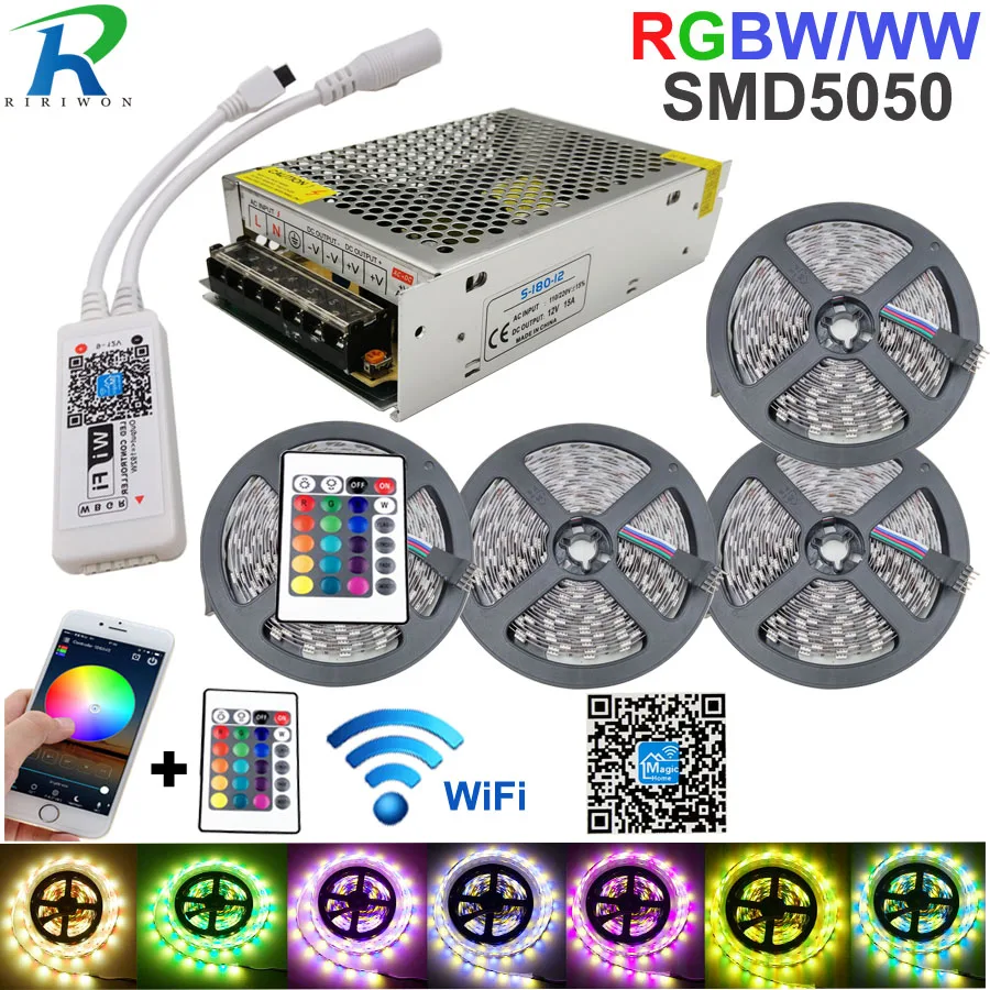  5050 RGBW/WW LED Strip Light WIFI Controller Neon Lamp 20M Stripes Decor Flexible Tape tira fita Di - 32932576827