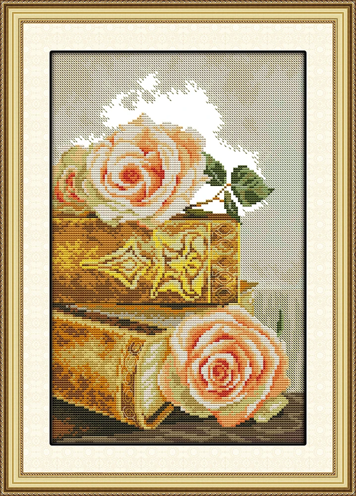 

Needlework,DIY Cross stitch,Sets For Full Embroidery kits,The Bible and Rose flower Print counted Pattern Cross-Stitch Gift