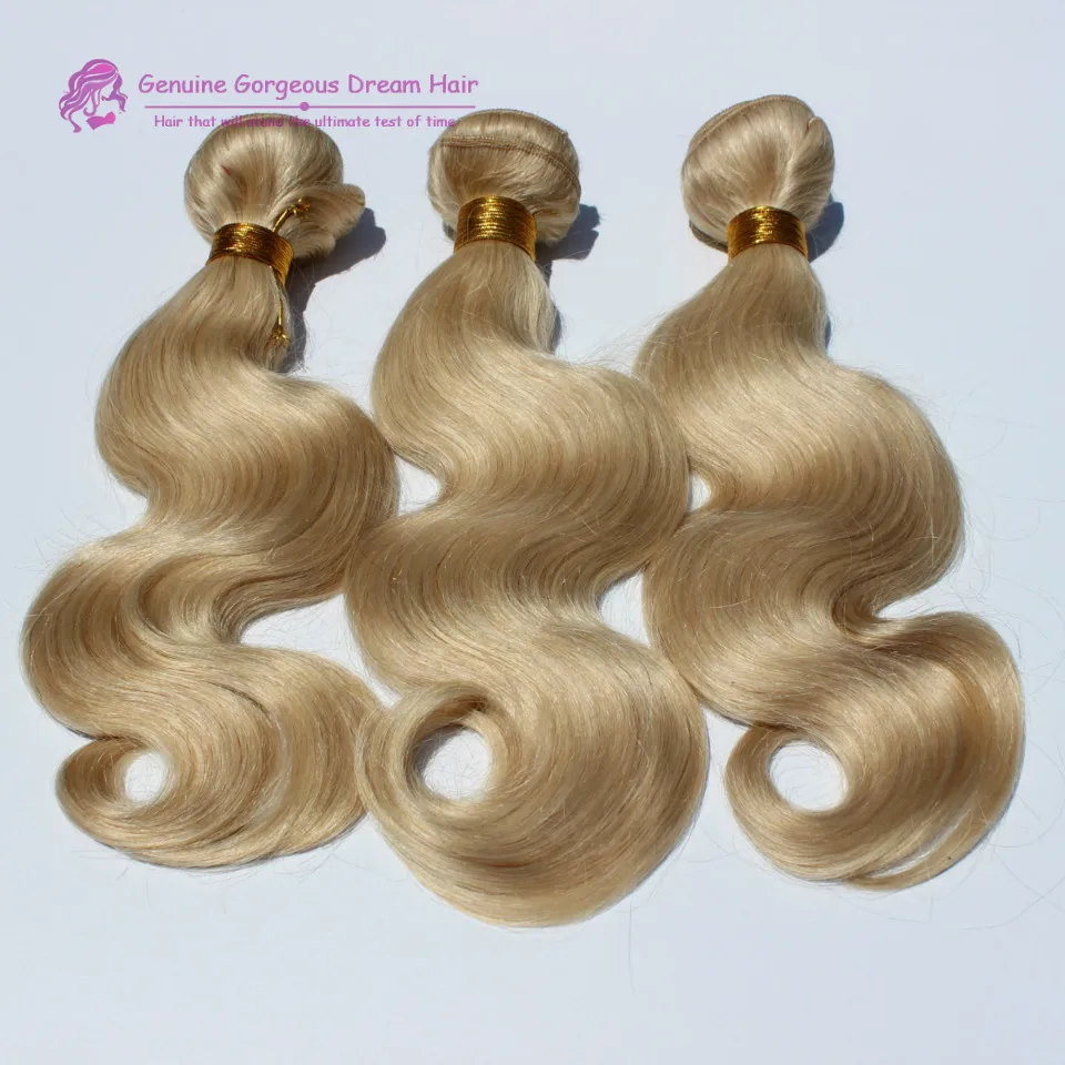 

613 Blonde Virgin Hair 7A Body Wave Brazilian Hair Bleach Blonde Brazilian Hair Weave 3 Bundles Platinum Blonde Remy Human Hair