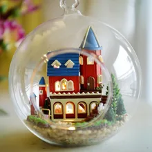 3 шт. замок мечты миниатюрный кукольный домик стекло DIY мини домой стеклянный шар рука кукольный дом со светодиодными огнями