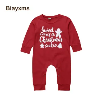 

Baby 1st Christmas Newborn Infant Baby Boy Girl Letter Long Sleeve Romper Cotton Xmas Baby Clothes D15