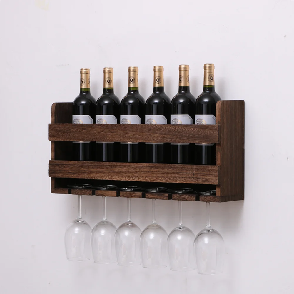 Vintage Wooden Wall Hanging Red Wine Rack Inverted Creative Home Vintage Wooden Wall Hanging Red Wine