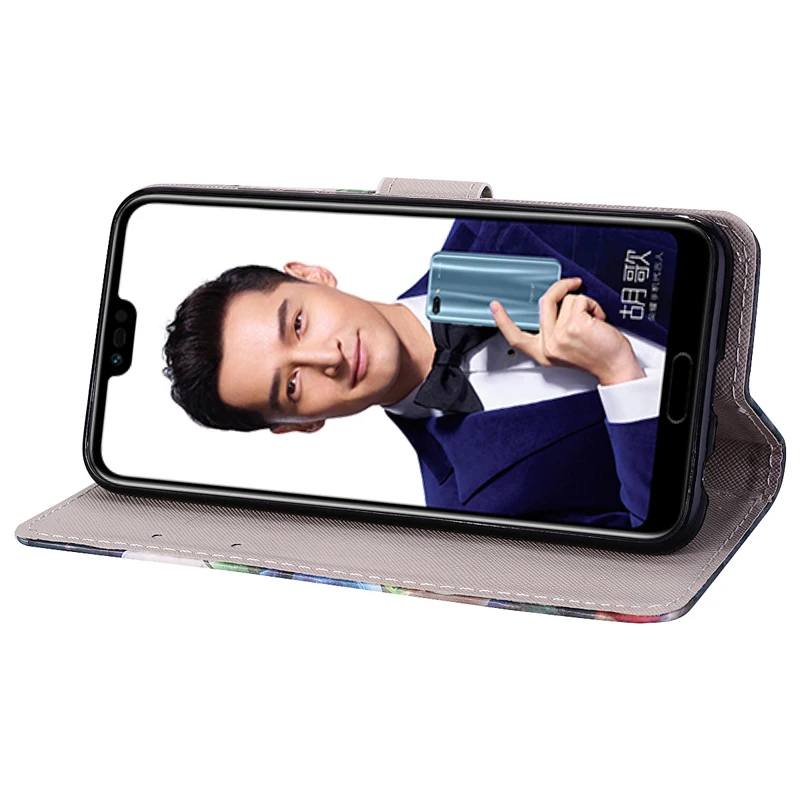 cute phone cases huawei Wallet Cover Huawei Honor 10 COL-L29A Leather Flip Case Huawei Honor10 COL-L29 COL-L29D Stand Cover 3D Painting Phone Bag Funda cute phone cases huawei