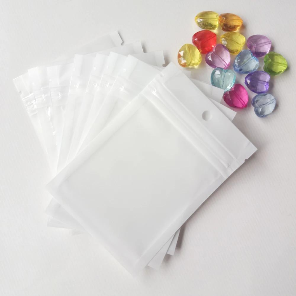 500pcs 6x10cm translucent gift jewelry pouches bags zip lock plastic