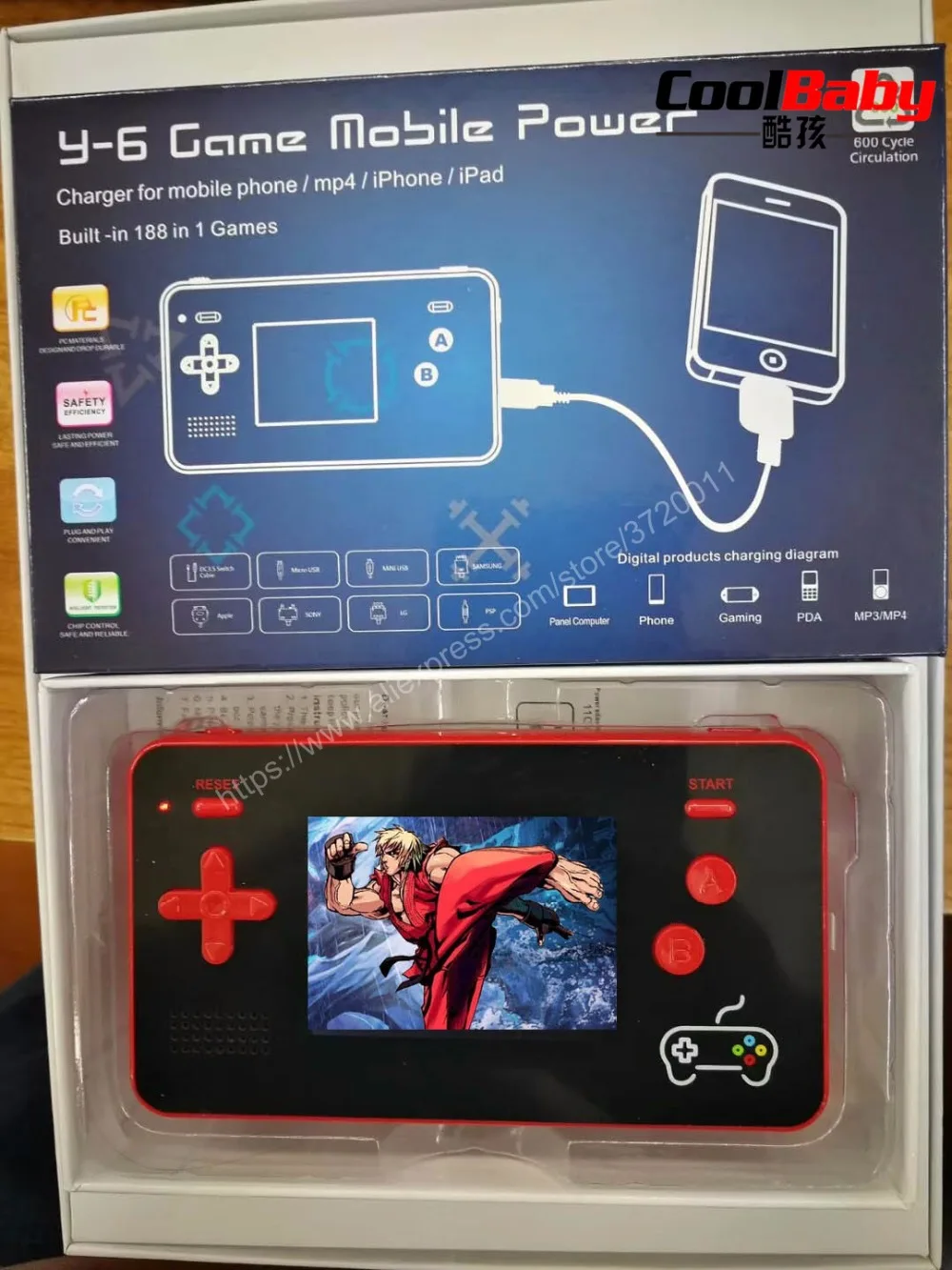 COOLBABY Y 6 Y6 Ретро игра 188 классические игры мобильный 5000mAh портативный аккумулятор