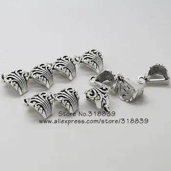 

50pcs/lot 8*12*17mm Vintage Silver Metal Alloy Pendant Clips & Pendant Clasps Findings For Necklace Pendants Makings 8119