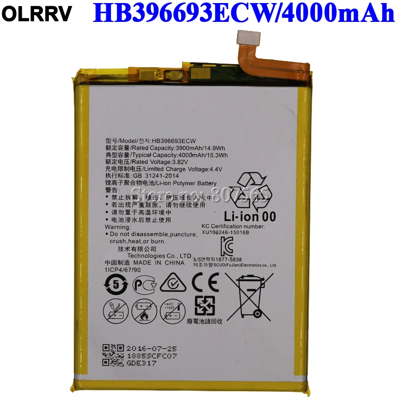 

4000mAh HB396693ECW Battery for Huawei Ascend Mate 8 Mate8 Batterie Bateria Accumulator AKKU High Quality