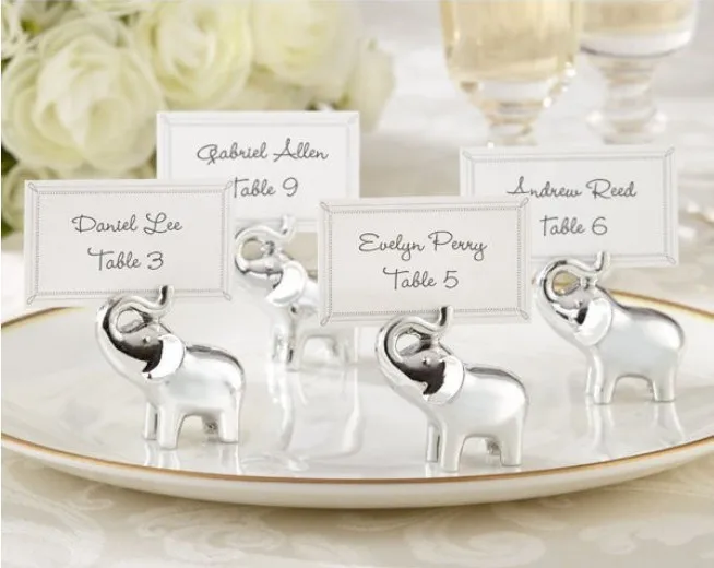 500pcs/lot Free Shipping Silver Baby Elephant Place card Holders