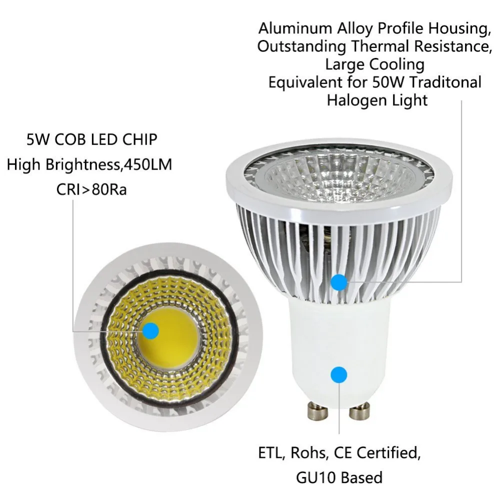 Светодиодный GU5.3 прожекторы 220v светорегулирующими лампочками GU10 ламп реальные СВЕТОДИОДНАЯ лампа 3W 5 точечные светильники