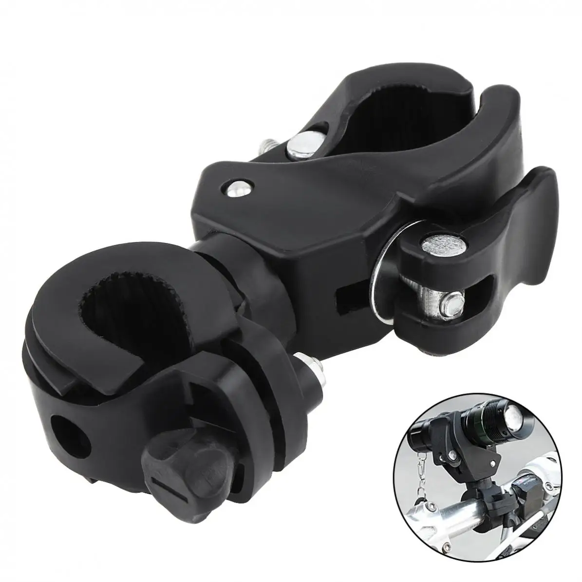 

Plastic Black Bike LED Flashlight Torch Bracket Holder Mount Front Light Lamp Clip for Bicycle Cyclin