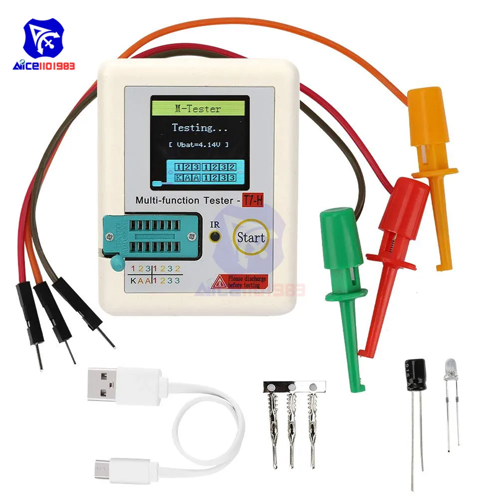 Портативный Транзистор тестер TC-T7-H Многофункциональный ЭСР Диод Триод Транзистор тестер Конденсатор 25pF-100mF резистор 0,01-50 мОм