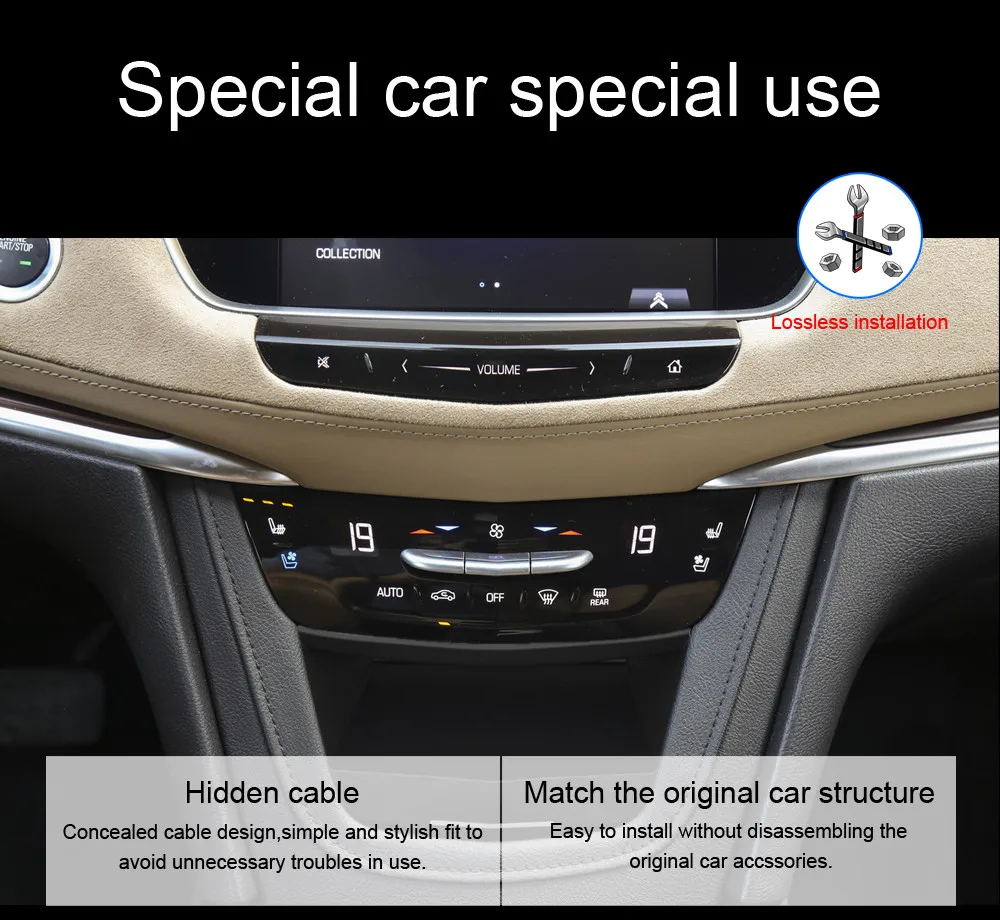 Excellent Aotsr QI Wireless Car Charger For Cadillac XT5 2017-2019 Intelligent Infrared Fast Wireless Charging Car Phone Holder for iPhone 6
