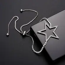Браслет женский браслет Роскошный Циркон полый звезда Шарм Регулируемый выдвижной ползунок
