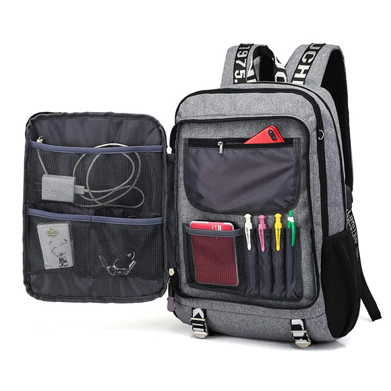 Мужской модный многофункциональный Оксфорд повседневный рюкзак для ноутбука школьный USB зарядка водонепроницаемый мужской бизнес дорожная сумка