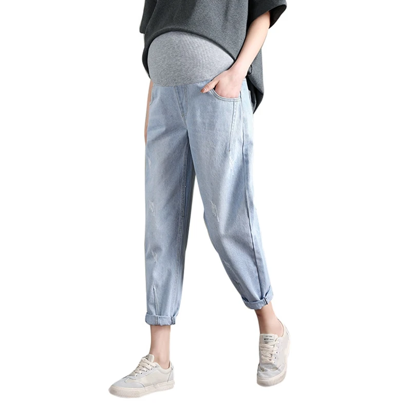 

2019 New Maternity Pants Denim Pants for Pregnant Women Loose Pregnancy Jeans Trousers Casual Harem Pants Maternity Clothings