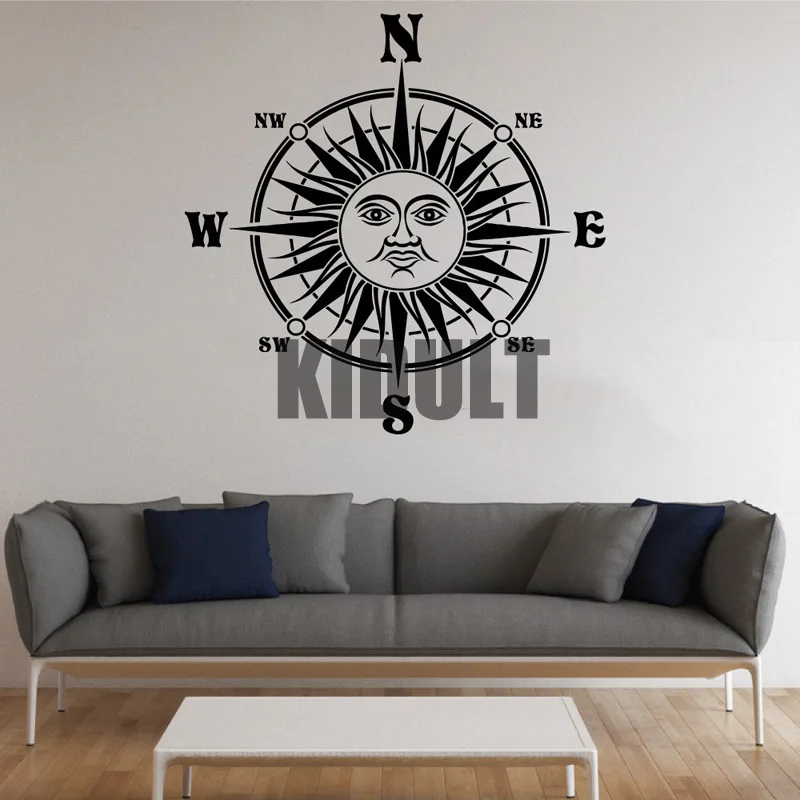 Vinyl Wall Decals Creative Compass Navigation Compass Rose Design Wall