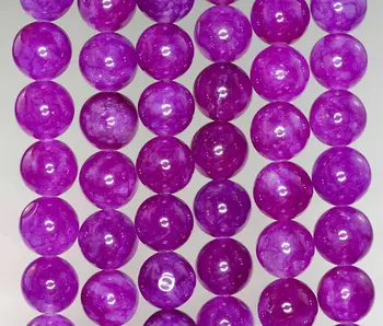 

10mm Jade Gemstone Magenta Purple Round 10mm Loose Beads 15 inch (90184055-359)