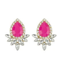 Новые акриловые капли воды корейские серьги-шпильки модные блестящие стразы элегантные флуоресцентные цвета серьги-гвоздики