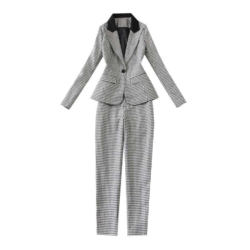 

female tailor suit women Large size women's 2018 autumn winter plaid suit pants wool suit business women's suit jacket