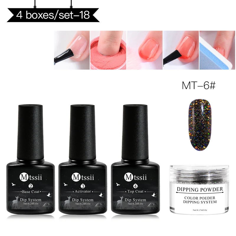 Mtssii система Погружения Набор для ногтей Holo Nail Art Dip порошок с Dip основой активатор жидкий гель цвет ногтей натуральный сухой без лампы - Цвет: ZH02757