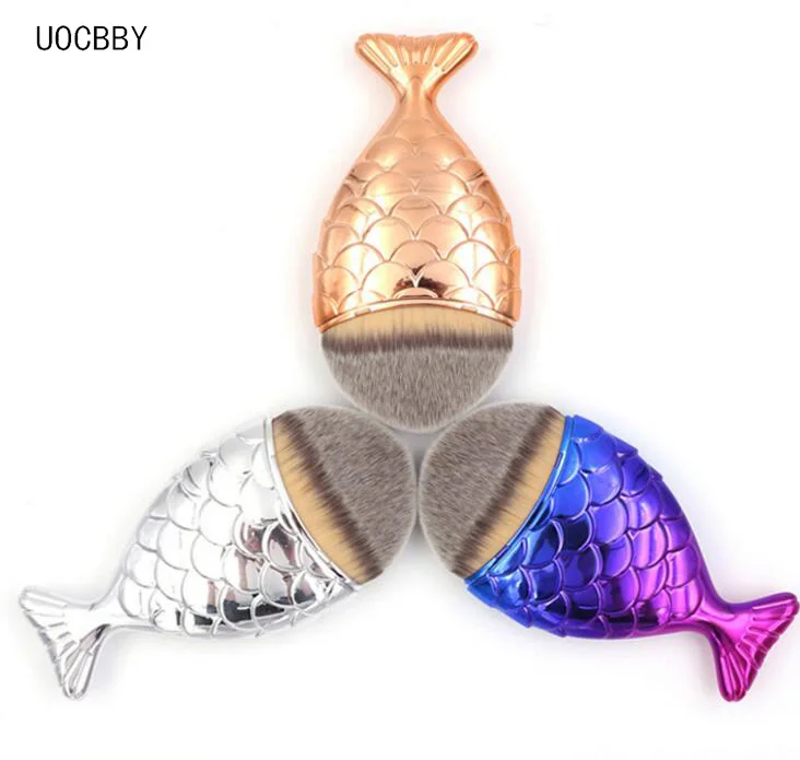 

Wholesale 1000pcs/lot Fashion Fish Mermaid Makeup Brushes Powder Blush Foundation Cosmetic Tools Contour BB Cream Make up Brush