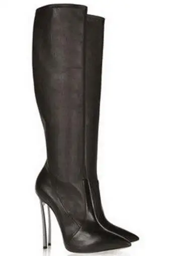 Winter New Fashion Red Suede Knee High Boots Pointed Toe high heel boots high quality leather riding boots iron thin heels boot