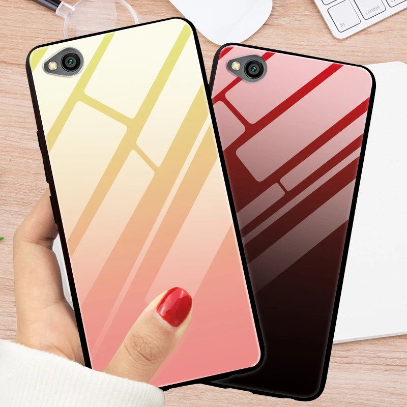 Для Xiaomi Redmi GO чехол закаленное стекло градиент Мягкий силиконовый чехол задняя крышка для Xiaomi Redmi GO 5," оргстекло PC чехлы