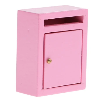 Картинка 1/12 кукольный домик миниатюрная мебель розовый деревянный почтовый ящик украшение крыльца