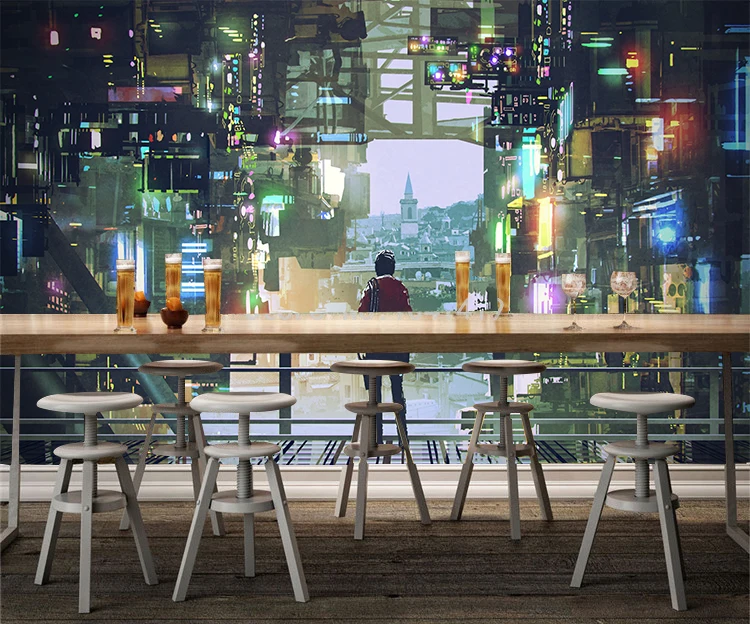 Us 10 88 29 Off Custom 3d Stereoscopic City Lights Mural Wallpaper Bedroom Living Room Tv Background Wallpaper Wall Sticker In Wall Stickers From