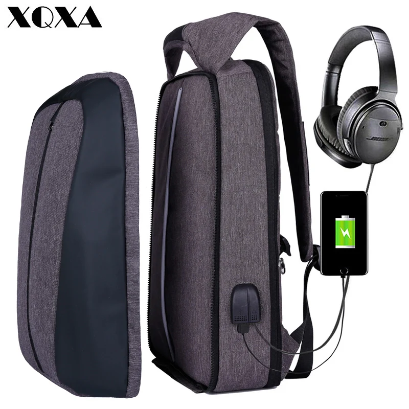 

XQXA Laptop Backpack Men Anti-theft Water Resistant Patchwork Business Backpack with USB Charging Port School Bags for Colleges